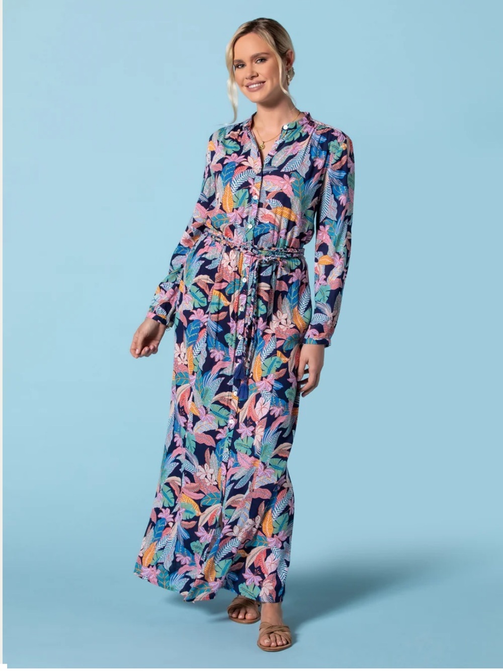 Tori‎ Richard By The Sea Briar Dress Tropical Floral Maxi Dress Hawaiian Small